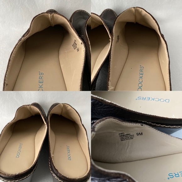 Dockers Brown Size 9M Leather Slip On Wedge Mule. - Picture 4 of 8